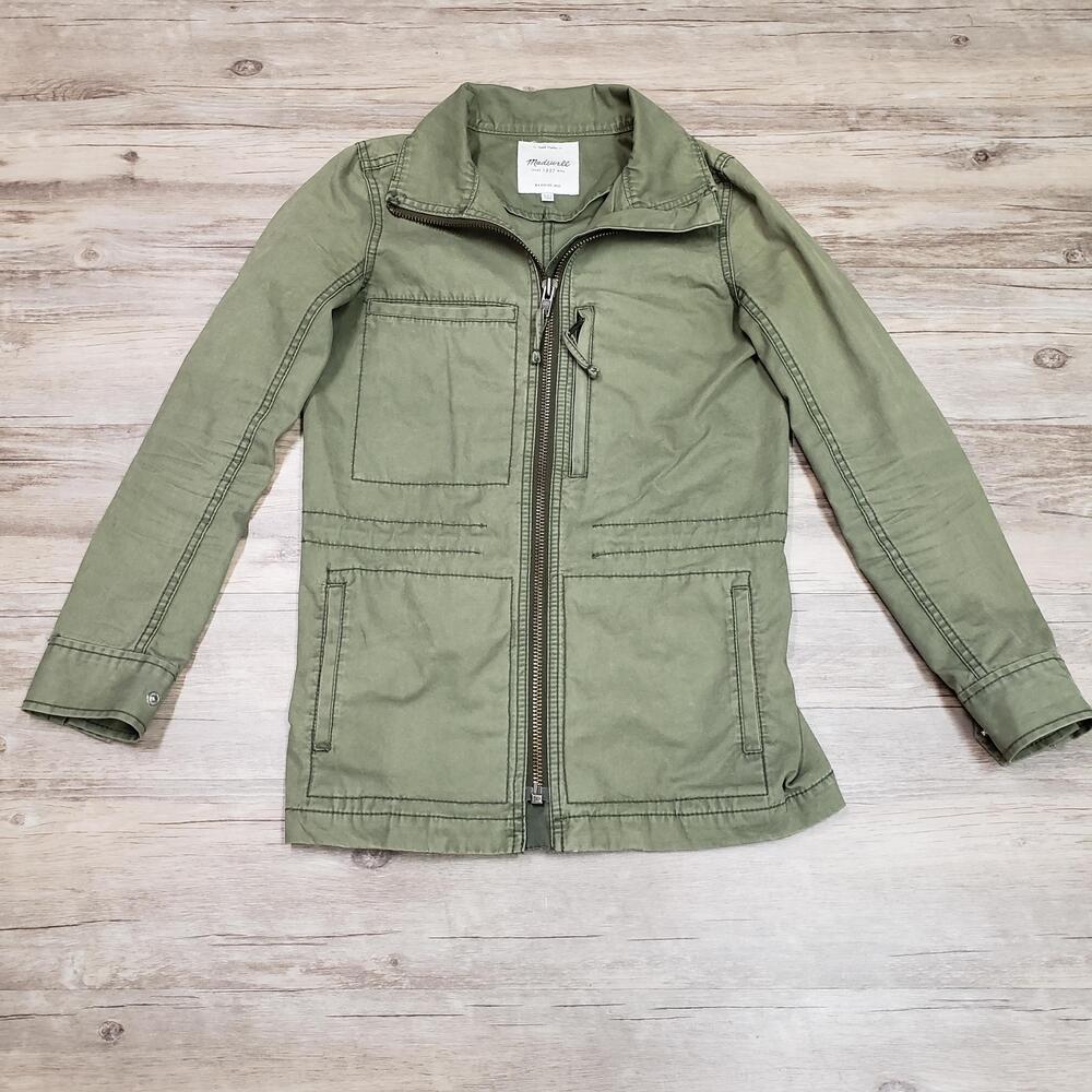 Madewell Jacket Womens XXS Green Utility Military Full Zip Twill Cotton C3394